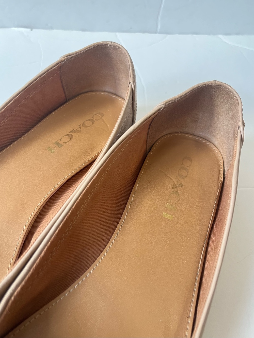 Coach Chelsea cream neutral leather cap toes ballet flats size 7.5B - Picture 10 of 11
